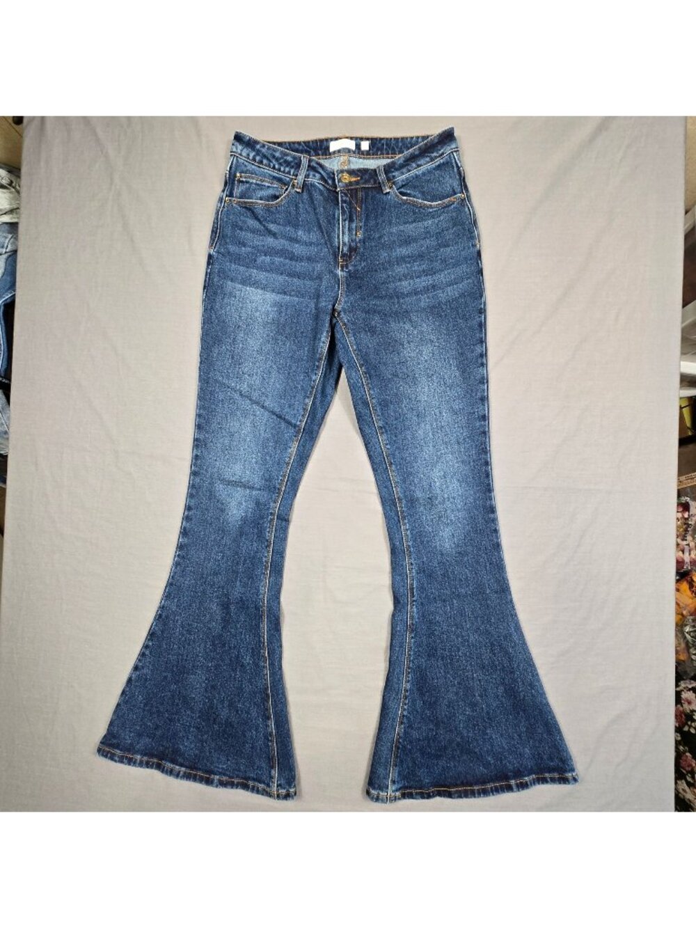 A Loves A Boho Ultra Flare Jeans Size 30 Blue High Rise Stretch Denim